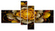 Dark Gold Fractal Flower, Abstract Print On Canvas, 60"x32", 4 panels