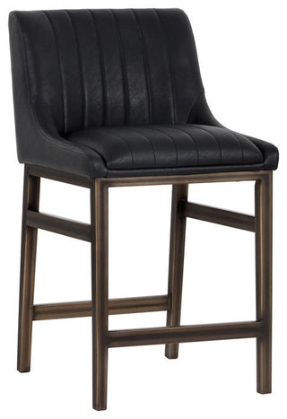 Halden Armless Counter Stool With Rustic Bronze Legs, Vintage Black