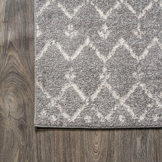 Moroccan HYPE Boho Vintage Diamond Runner Rug, Gray/Ivory, 4 X 6