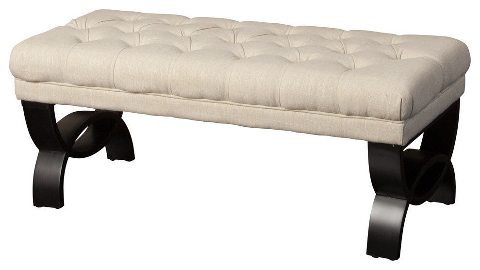 GDF Studio Colette Tufted Fabric Ottoman Bench, Beige