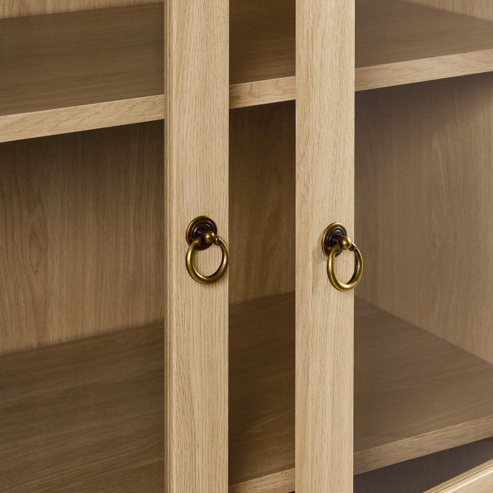 Tessa Tall Storage Display Cabinet - Oak