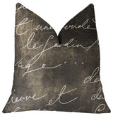 Love Script Black Luxury Throw Pillow, 12"x20"