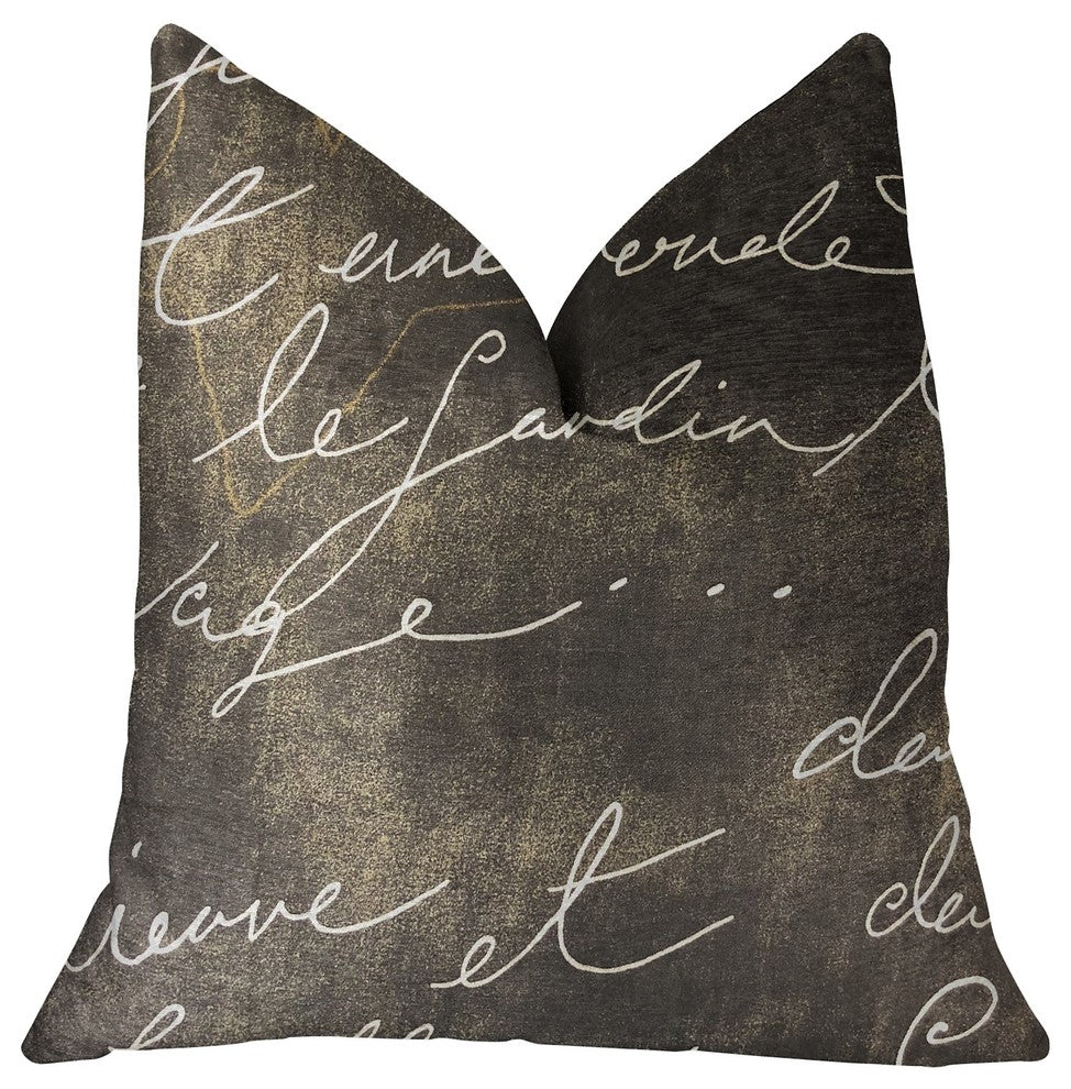 Love Script Black Luxury Throw Pillow, 12"x20"