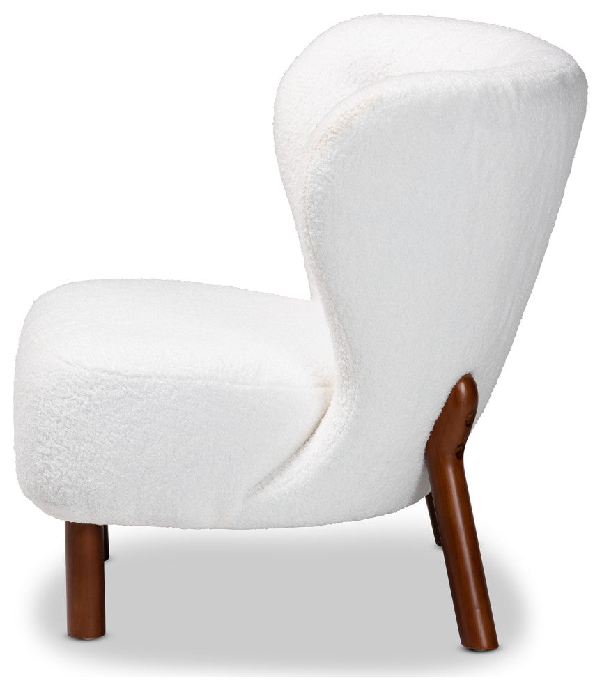 Clemons Contemporary White Boucle Upholstered Accent Chair