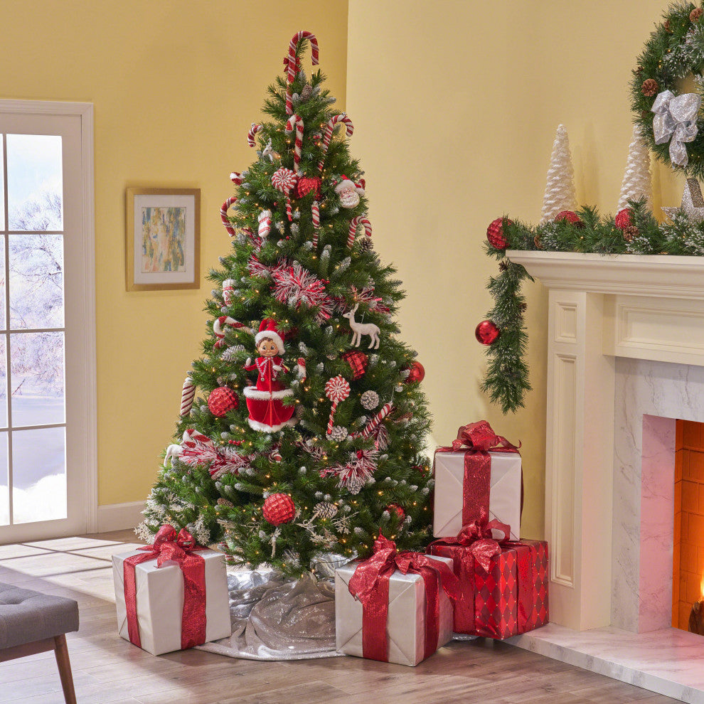 9' Mixed Spruce Artificial Christmas Tree, Pre-Lit Clear