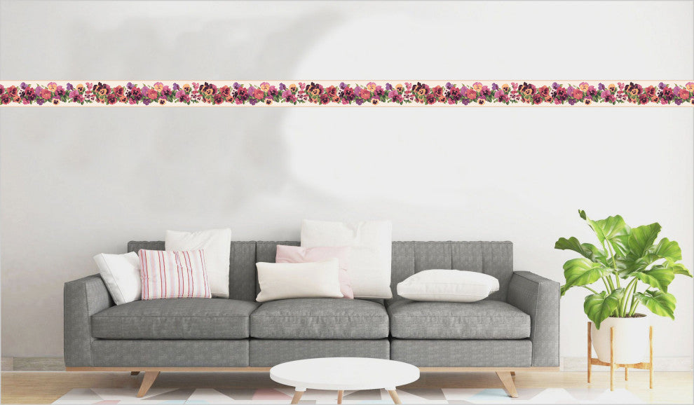 Flowers Peel and Stick Wallpaper Border 15'x7"