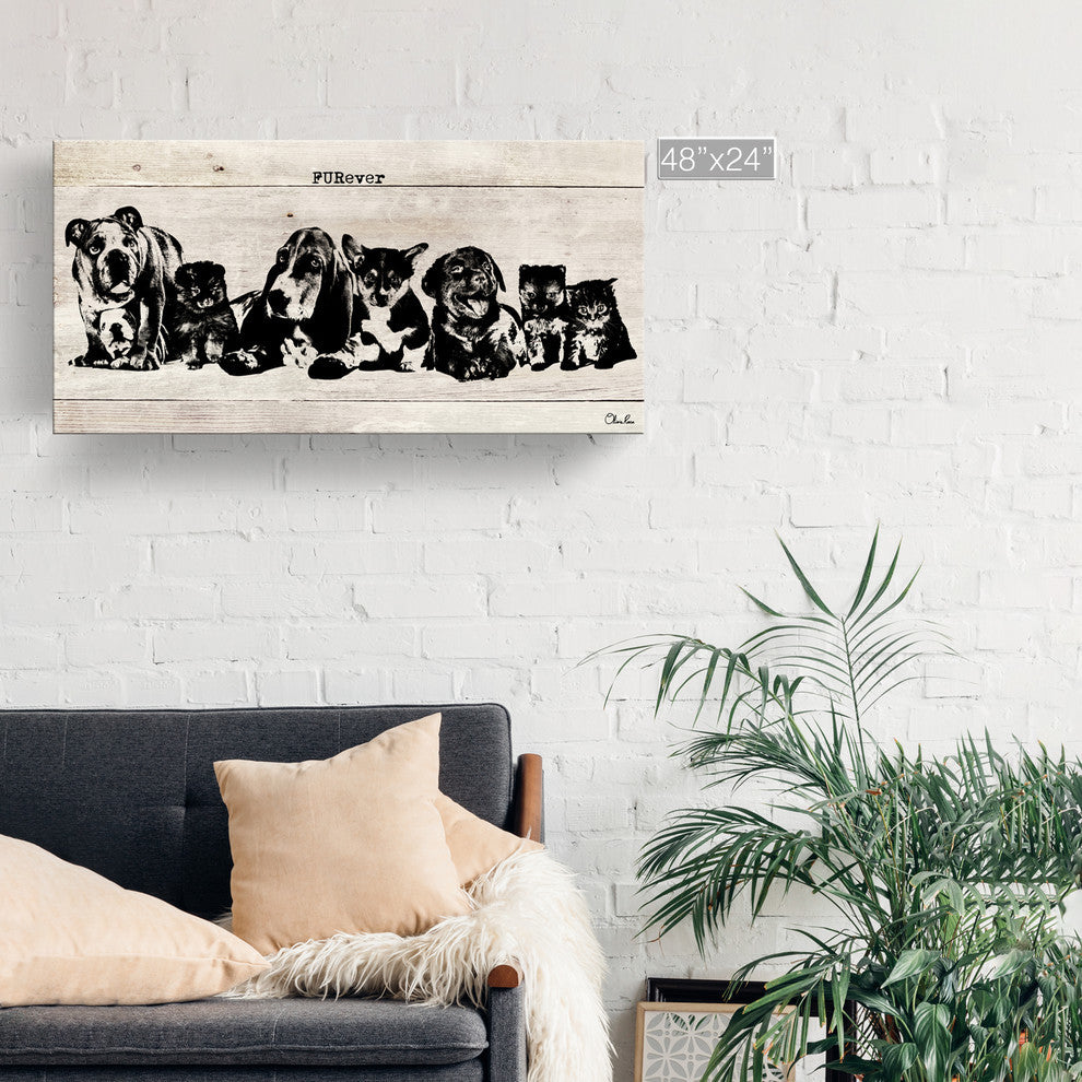 Ready2HangArt 'FURever' Wrapped Canvas Animal Wall Art, 24"x48"