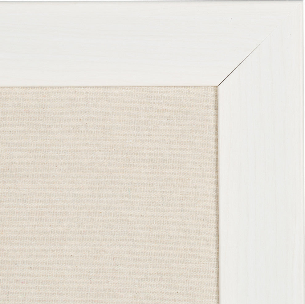 DesignOvation Beatrice Framed Linen Fabric Pinboard, White, 23x29
