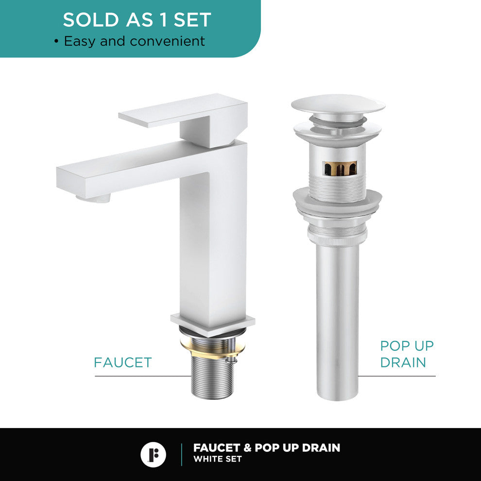 Fine Fixtures Modern Single Hole Bathroom Sink Faucet with Pop-up Drain