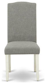 3Pc Round 42" Dining Table, Two Parson Chair, White Leg, Fabric Dark Shitake