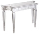 Mirrored Console Table, Elegant Tapered Legs and Beveled Top, Matte Silver