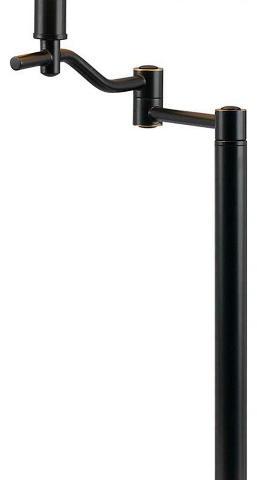 Benzara BM220834 Metal Body Table Lamp, Swing Arm & Conical Fabric Shade, Black