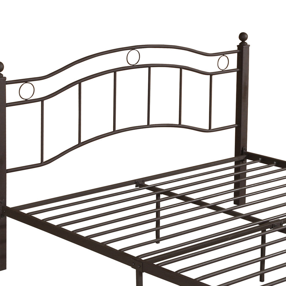 Hallie Contemporary Iron King Bed Frame, Hammered Copper