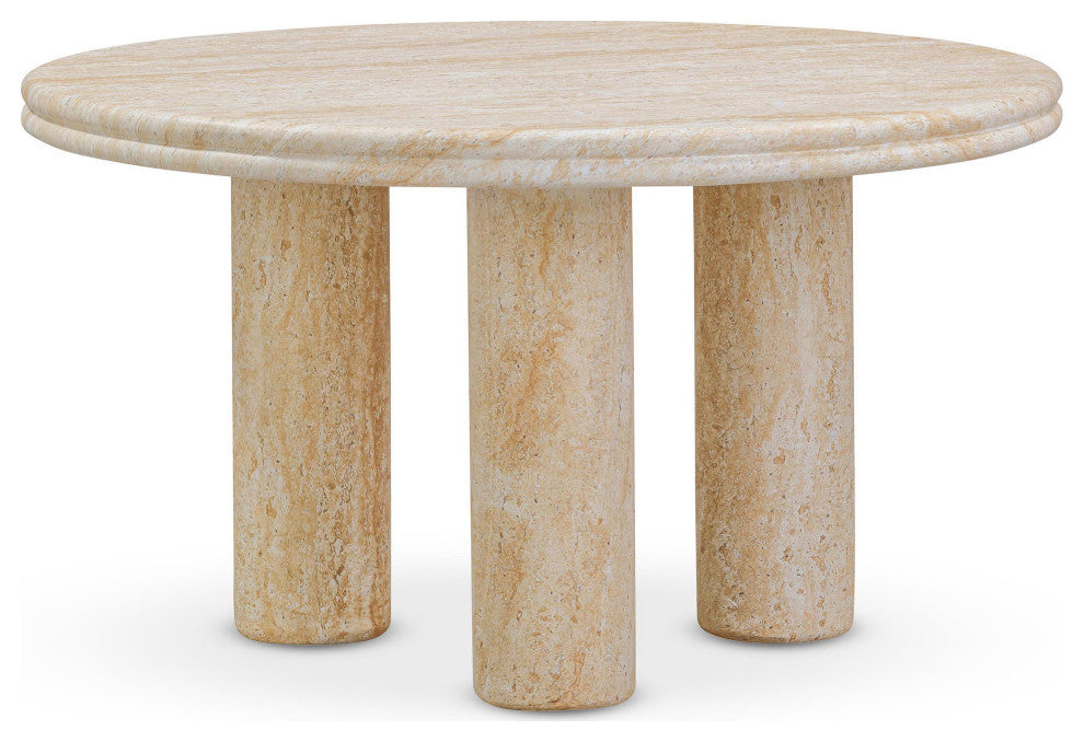 Amora Faux Travertine 26" Round Accent Table