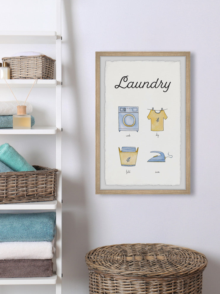 "Wash Dry Fold Iron" Framed Painting Print, 16x24