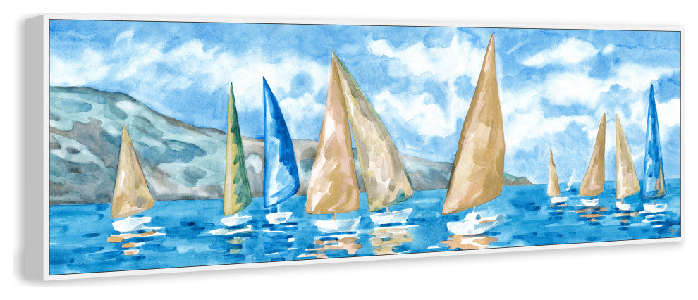 "Waiting for the Winds" Floater Framed Painting Print on Canvas, 60x20