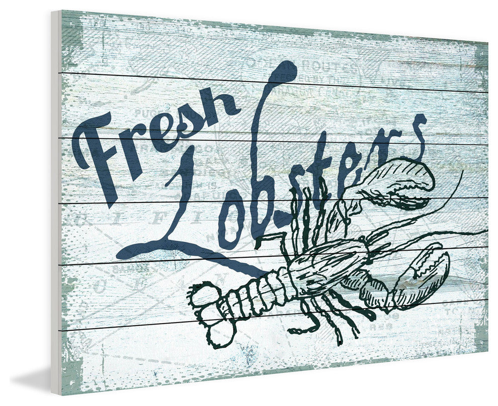 "Fresh Lobster" Painting Print on White Wood