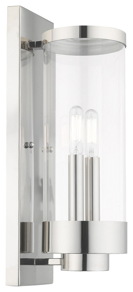 Livex Lighting Hillcrest 2 Light Polished Chrome Medium Outdoor Wall Lantern