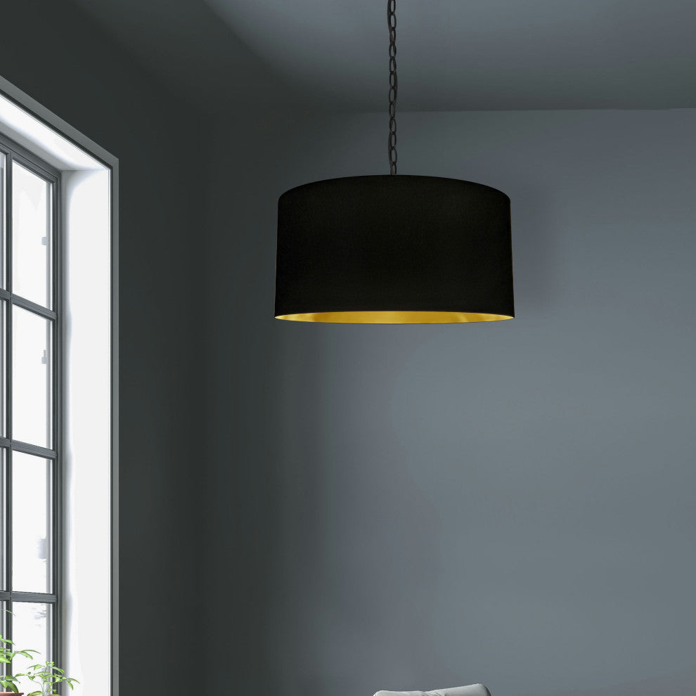 1 Light Medium Braxton Black Pendant w/ Black/Gold Shade