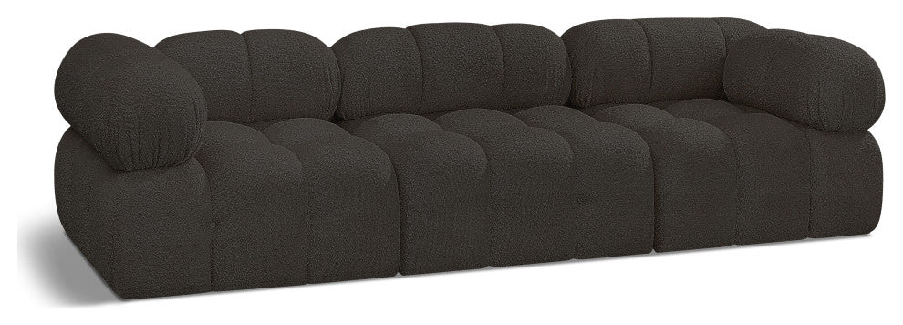 Ames Boucle Fabric Modular Sofa, Brown, 3-Piece: 1 Armless Chair, 2 Corner Chair