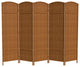 6' Tall Diamond Weave Fiber Room Divider, Dark Beige, 5 Panel