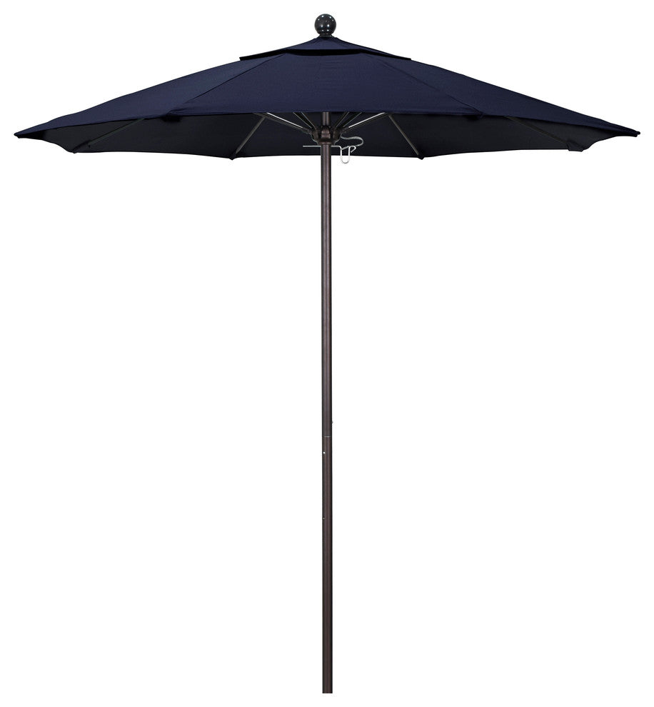 7.5' Fiberglass Umbrella Bronze, Sunbrella, Navy