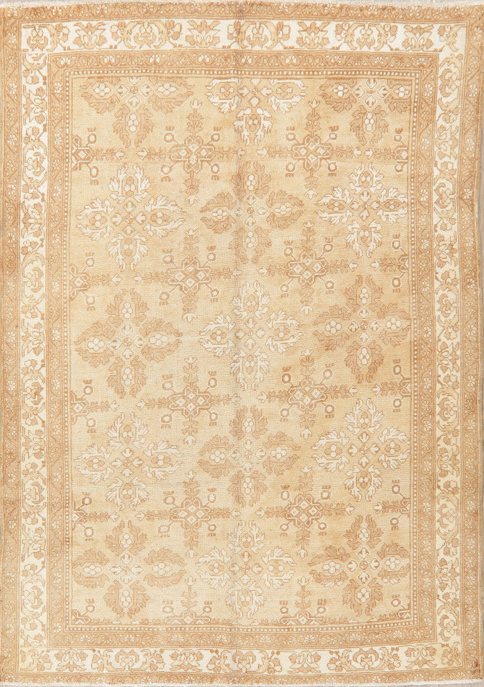 Consigned, Vintage-Style Faded Traditional Area Rug Handmade Persian, Brown, 6x9