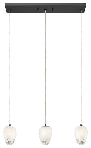 L20'' Black Frame Island Light With White Glass Hanging Pendants
