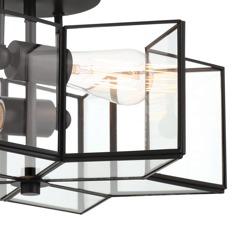 2 Light 16.14'' Unique/Statement Star Semi Flush Mount, Black
