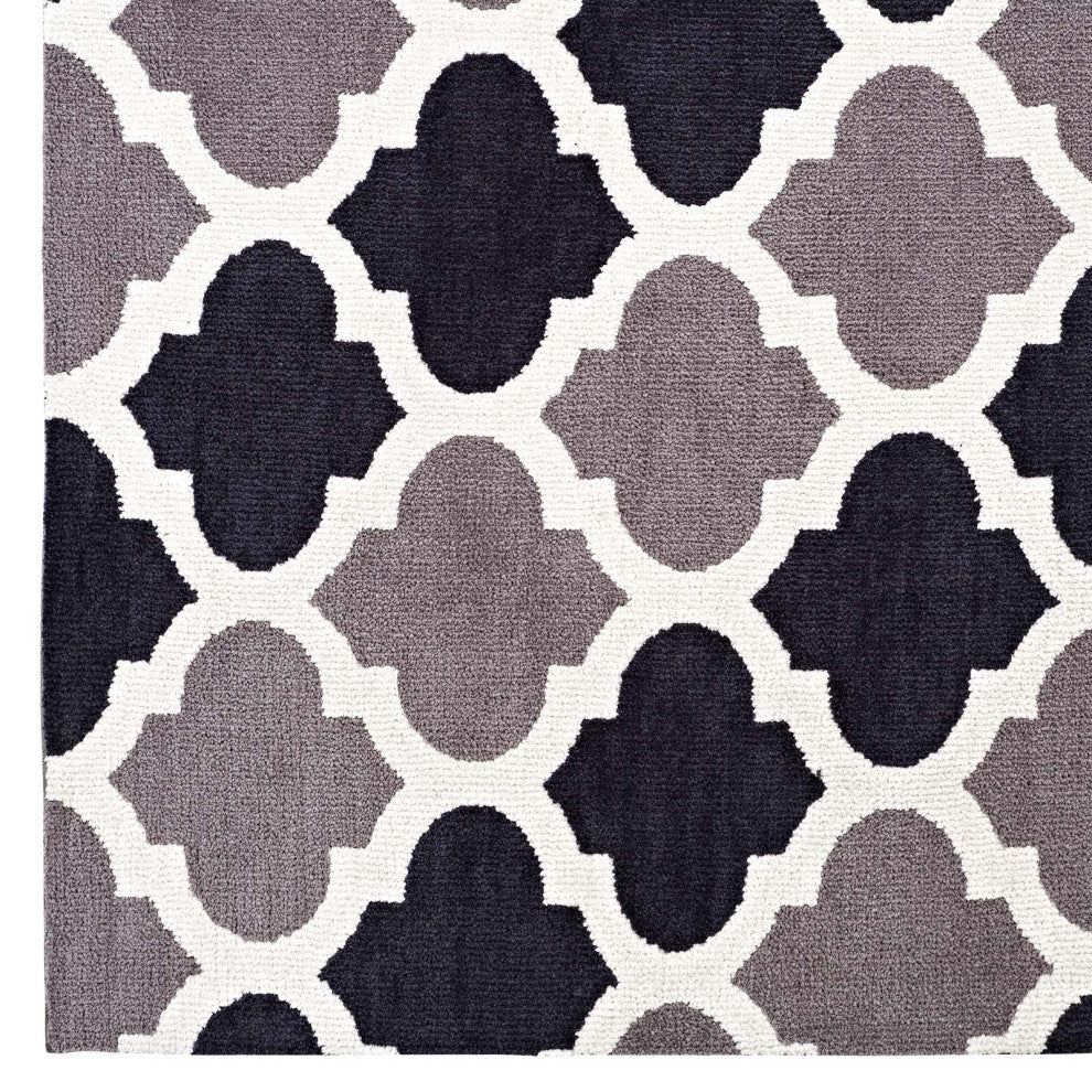 Charcoal and Black Lida Moroccan Trellis 8x10 Area Rug