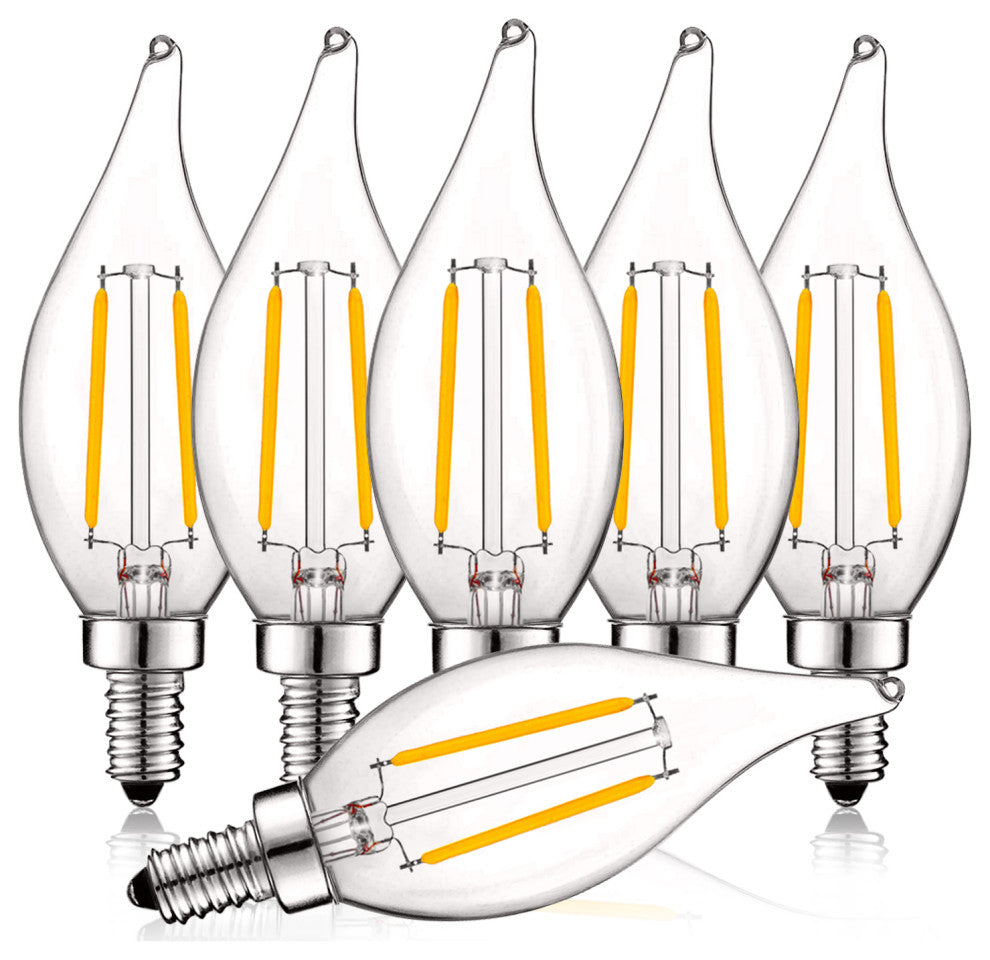 4W Candelabra LED Bulb Dimmable 400lm Cool White E12 6PK