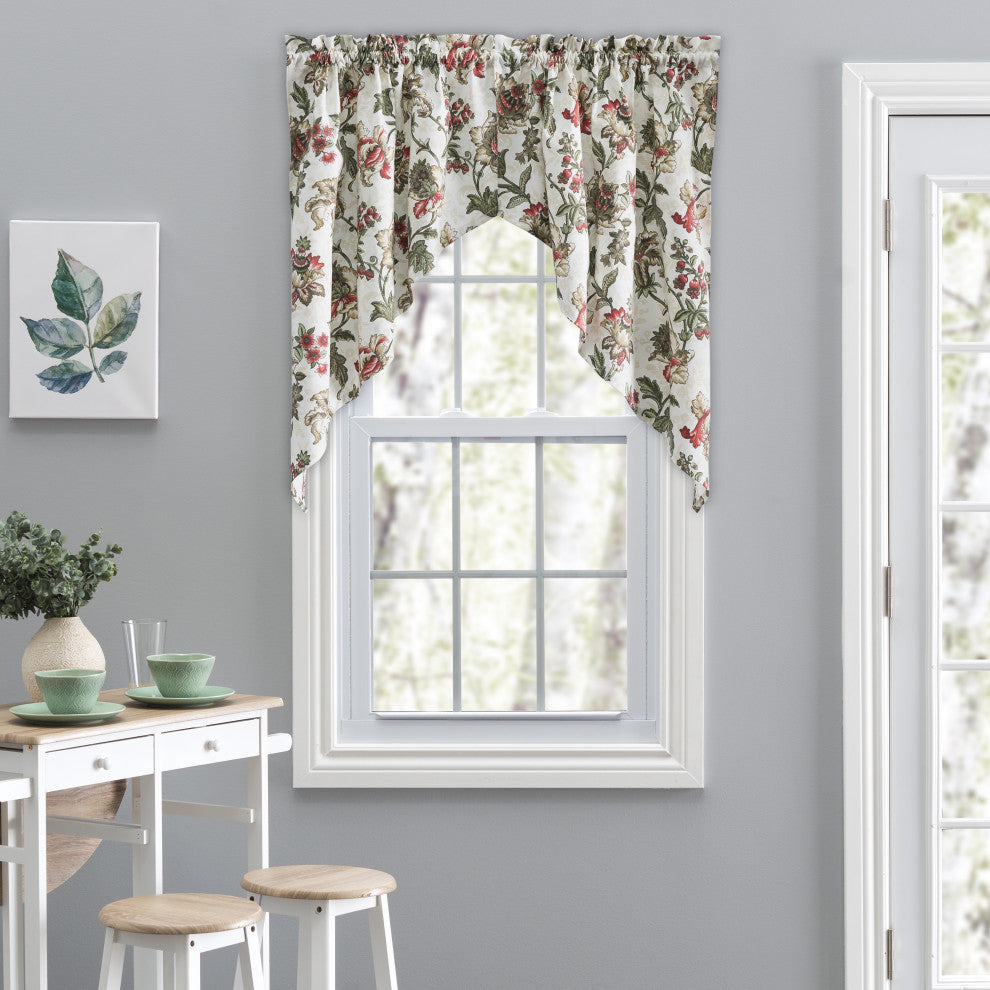 Madison Floral 56"x36" Tailored Swag, Brick