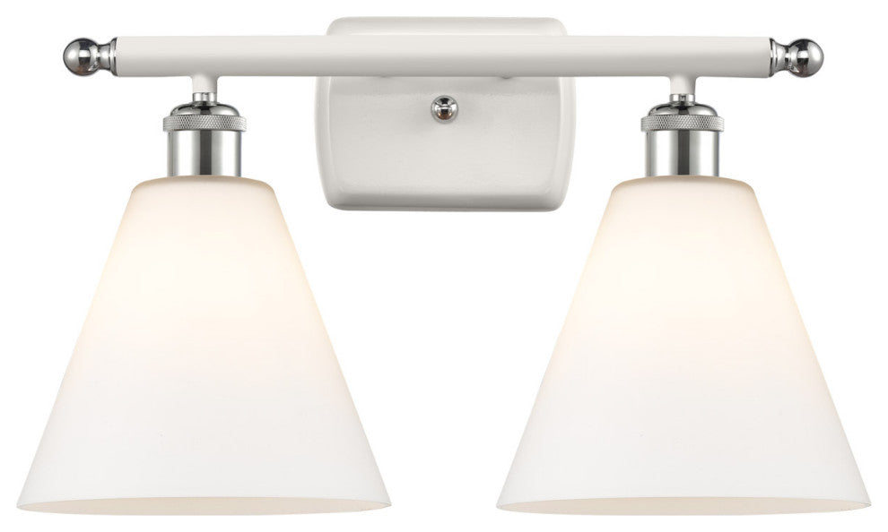 Innovations 516-2W-WPC-GBC-81 2 Light Bath Vanity Light, White, Polished Chrome
