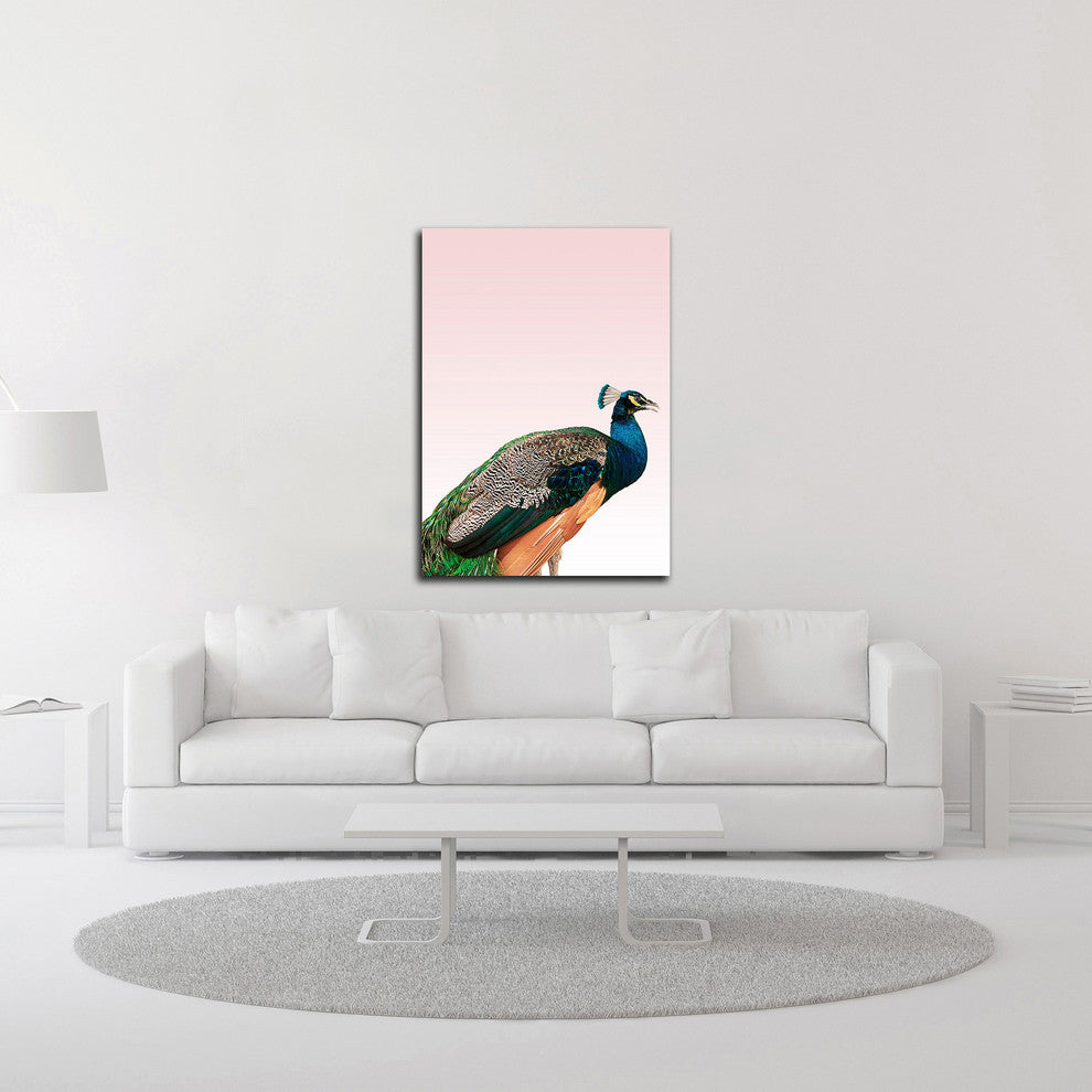 Peacock on Pink by Design Fabrikken, Print on Canvas, 30"x42"