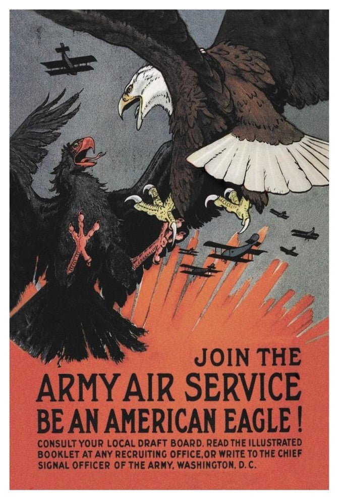 "WWI: Join the Army Air Service: Be an American Eagle!" Paper Art, 42"x62"