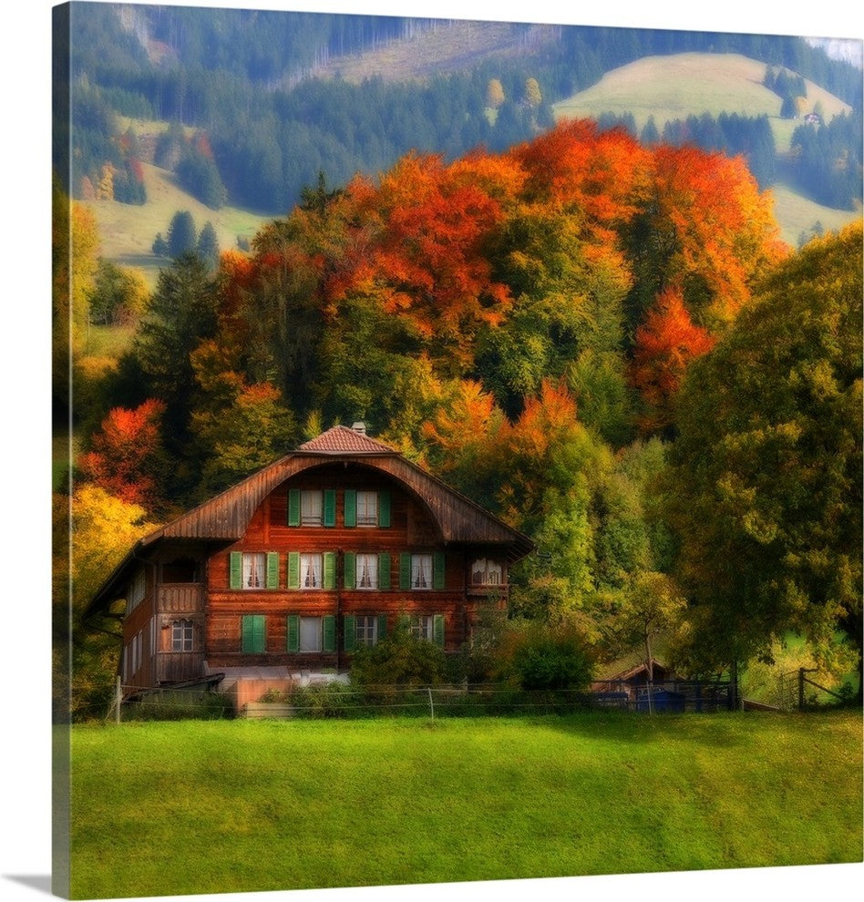 "Swiss Chalet" Wrapped Canvas Art Print, 35"x35"x1.5"