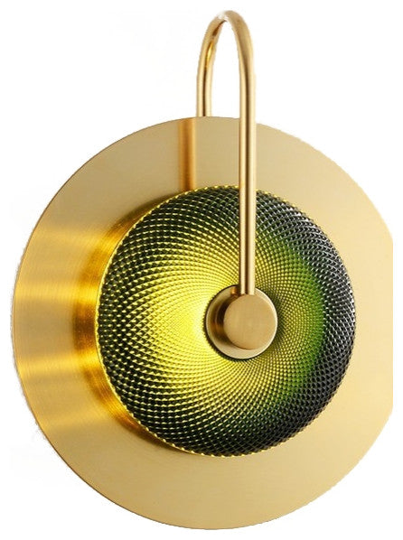 Albacete | Modern LED Industrial Style Wall Lamp, Gold + Green, 1 Light