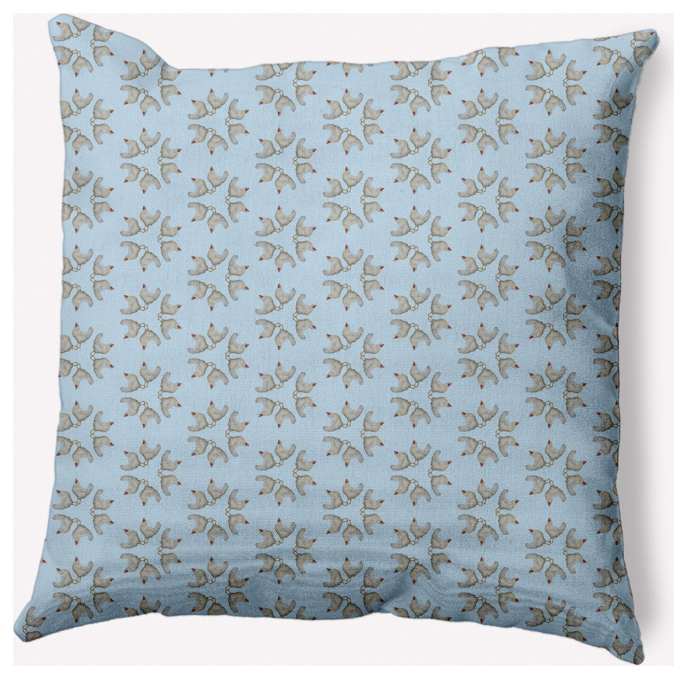 Chickens-go-round Easter Decorative Throw Pillow, After Rain Blue, 16x16"