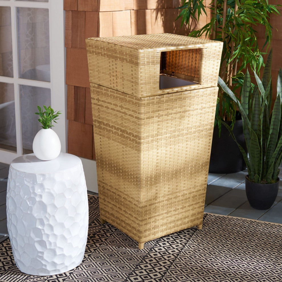 Safavieh Outdoor Mazeli Trash Bin Natural