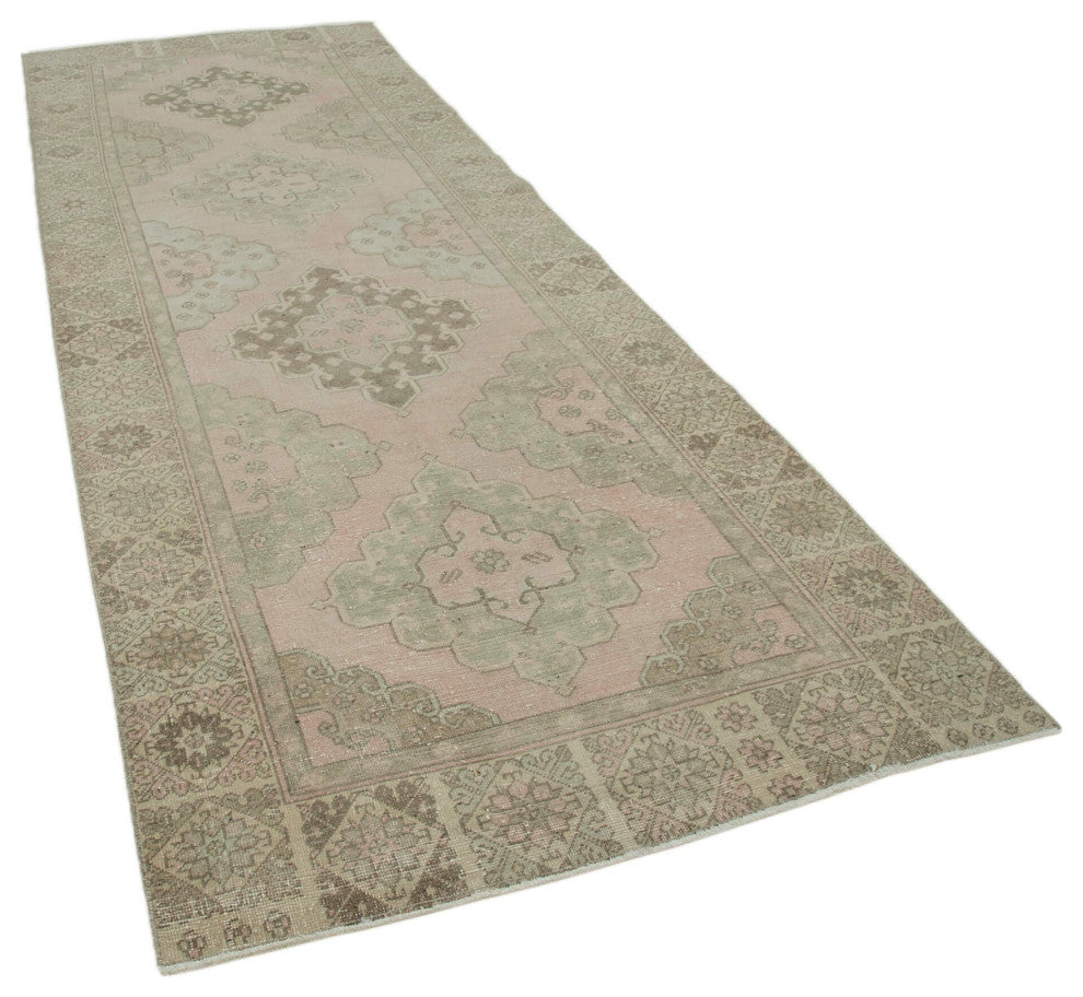 Rug N Carpet - Hand-knotted Turkish 4' 4" x 12' 6" Vintage Runner Rug