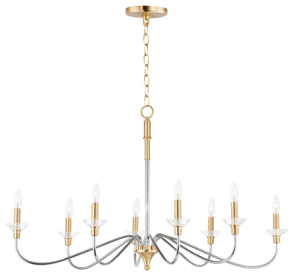 Maxim Lighting Clarion 8-Light Chandelier, Polished Chrome/Brass, 25378CLPCSBR