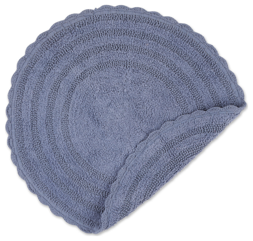 Stonewash Blue  Round Crochet Bath Mat