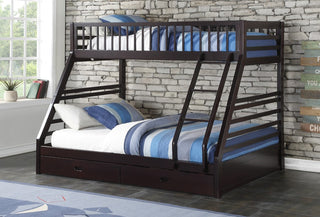 Jason Twin-Over-Queen Bunk Bed With Drawers, Espresso