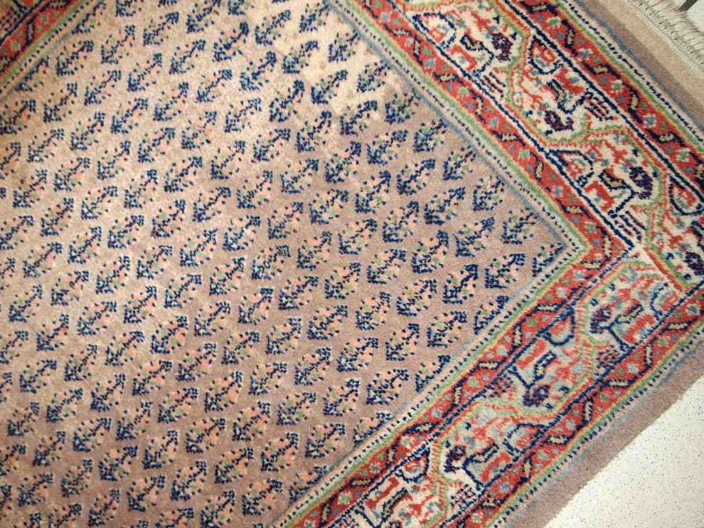Handmade Vintage Indian Seraband Runner 2.4'x9.8', 74cmx301cm 1970s