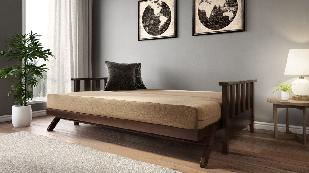 Canby All Wood Futon Frame, Warm Cherry, Queen