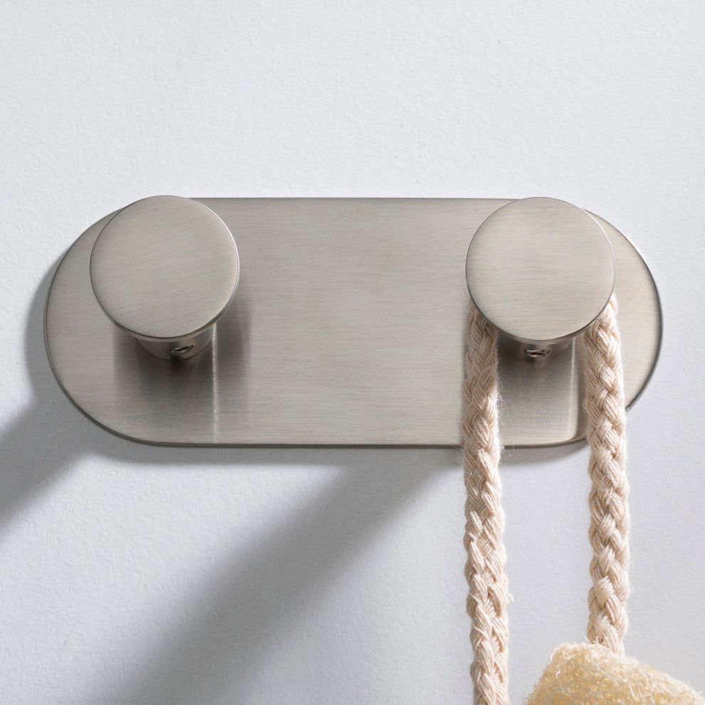 Elie Bathroom Robe and Towel Double Hook, Nickel