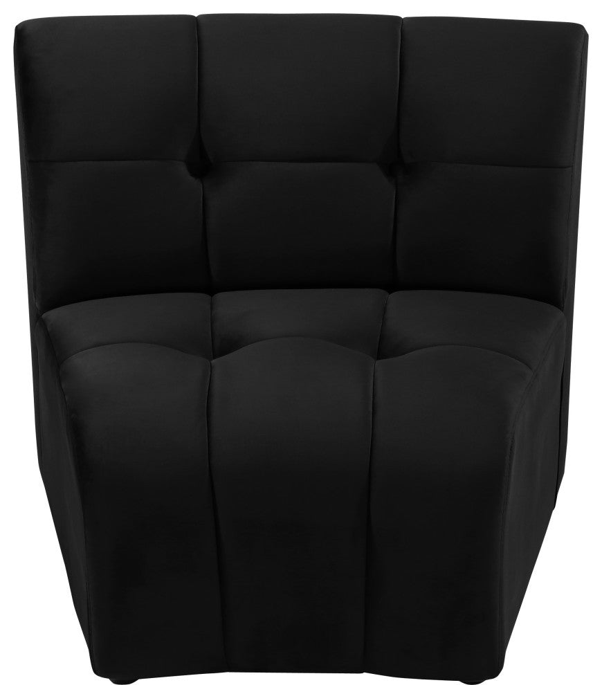 Limitless Velvet Upholstered 1-Piece Modular Chair, Black