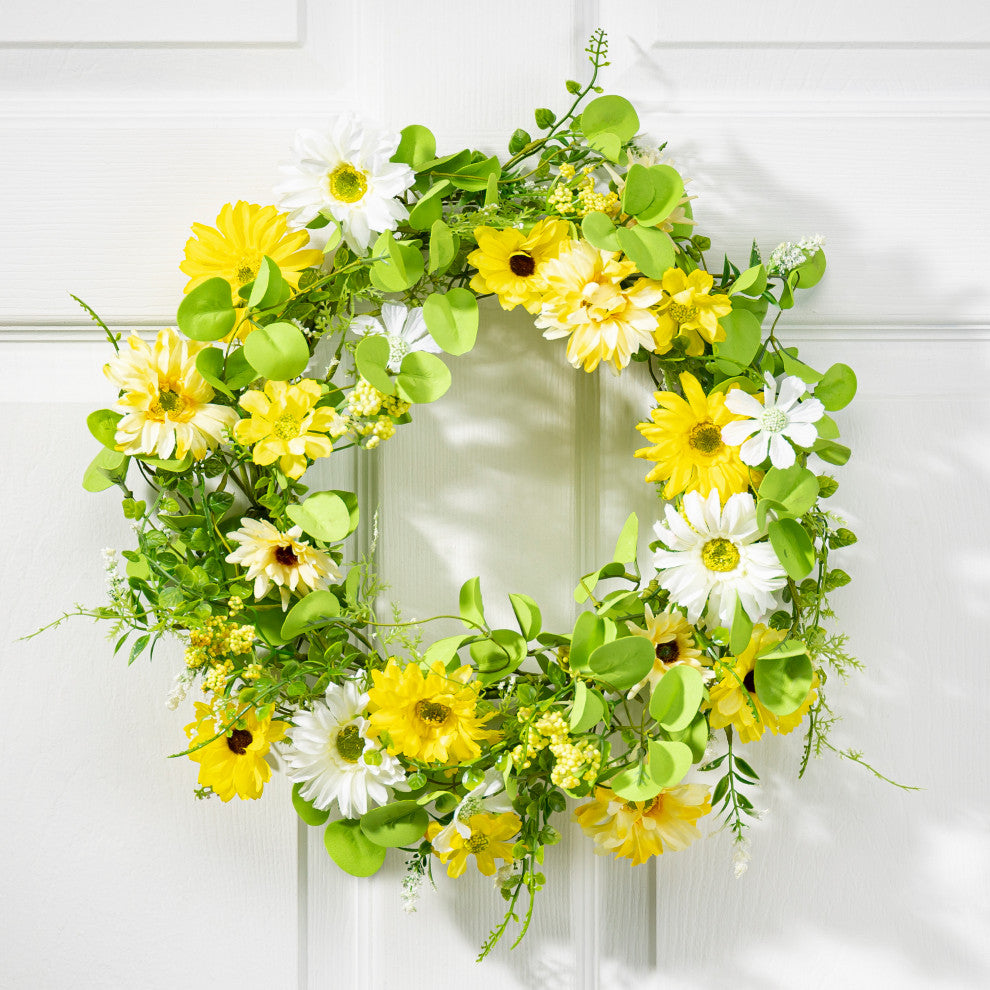 20" Floral Daisy Floral Single Wreath