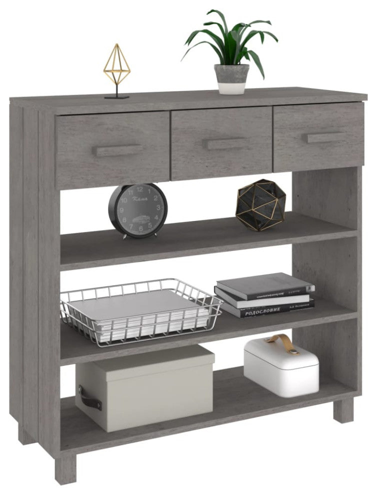 vidaXL Console Table Accent End Table Living Room Light Gray Solid Wood Pine