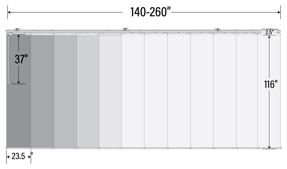 Amour 12-Panel Track Extendable Vertical Blinds 140-260"W